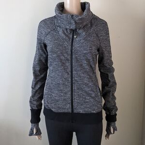 Lululemon Be Present Full Zipper Coco Pique Black Jacket, Women's 8